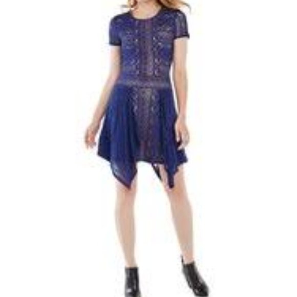 BCBGMaxAzria Blue Lace Dress - M - Picture 3 of 3